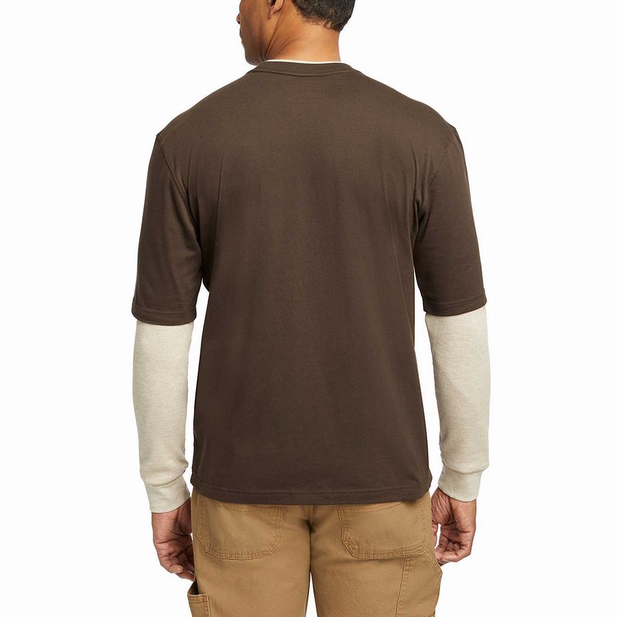 Dark Brown Men Wolverine Miter II Tee T Shirts | HWK9777HV