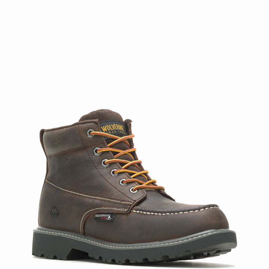 Dark Coffee Men Wolverine Floorhand Moc Toe 6” Work Boots | NON6166JA