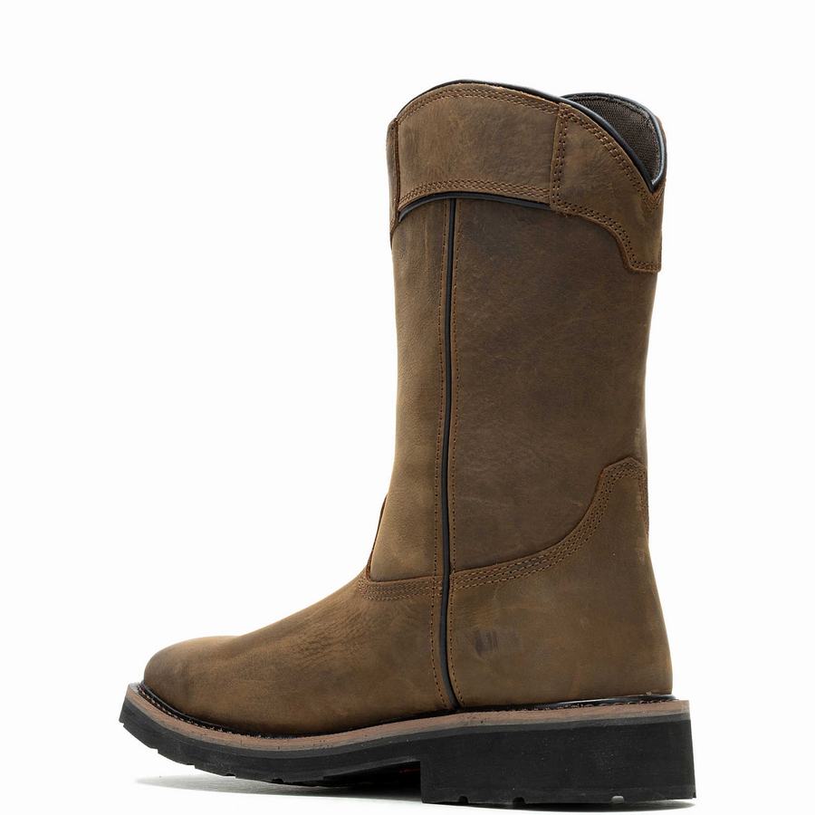 Dark Coffee Men Wolverine Rancher Pull-Tab Waterproof Steel-Toe Wellington Boots | YNK642LX