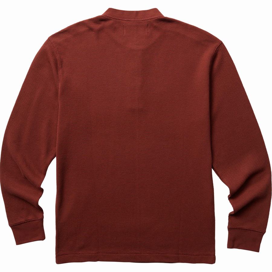 Dark Red Men Wolverine Walden Long Sleeve Henley Big & Tall T Shirts | RGD5221UZ