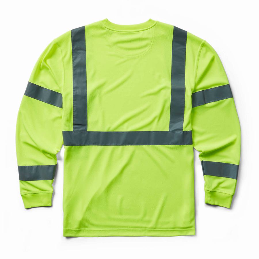 Green Men Wolverine Caution Long Sleeve Tee - Packaged T Shirts | AEQ8476CZ