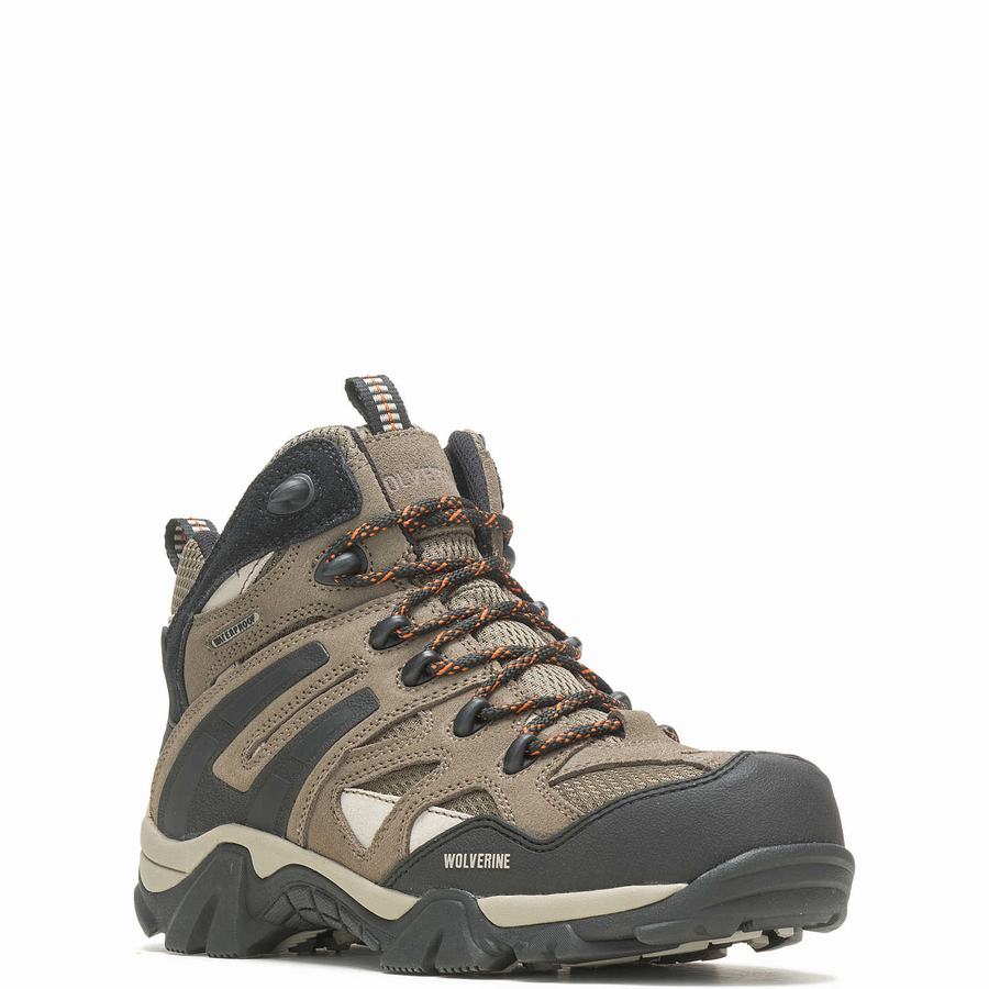 Grey Brown Men Wolverine Wilderness Hiking Boots | HTH3236WJ