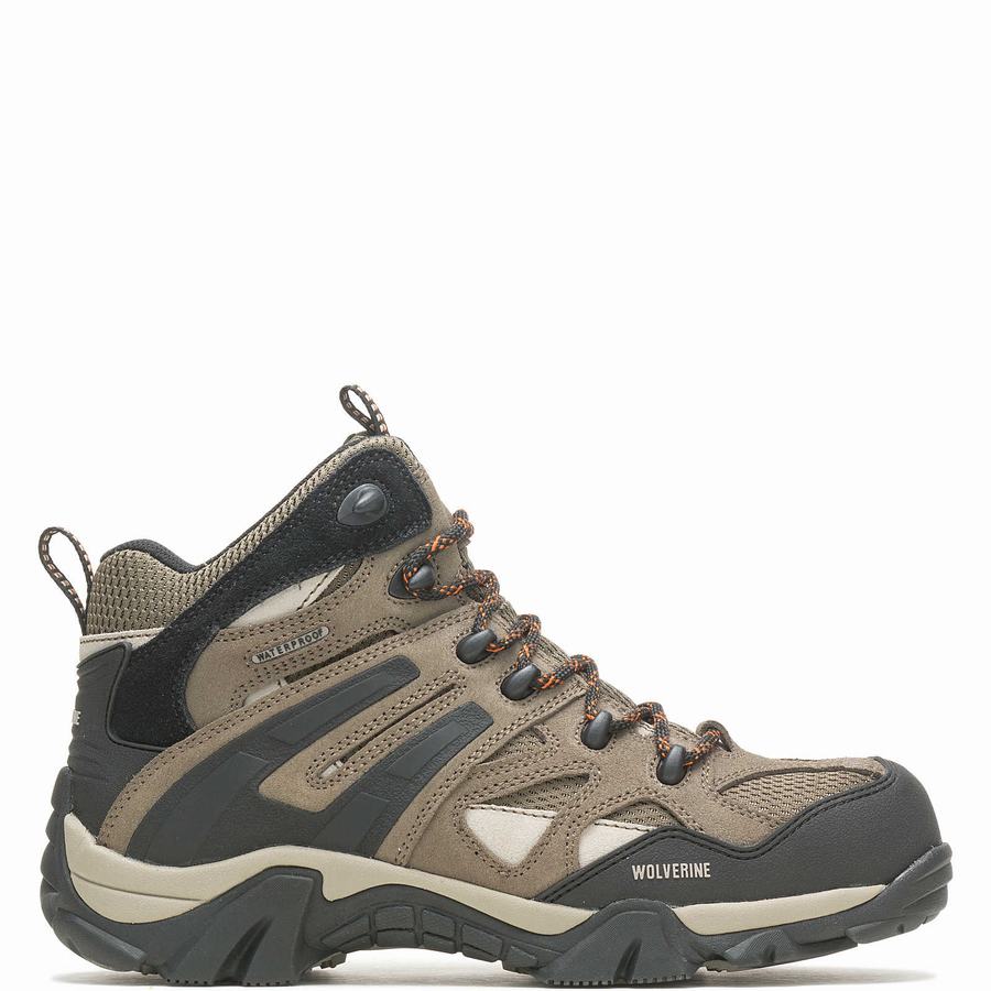 Grey Brown Men Wolverine Wilderness Hiking Boots | HTH3236WJ