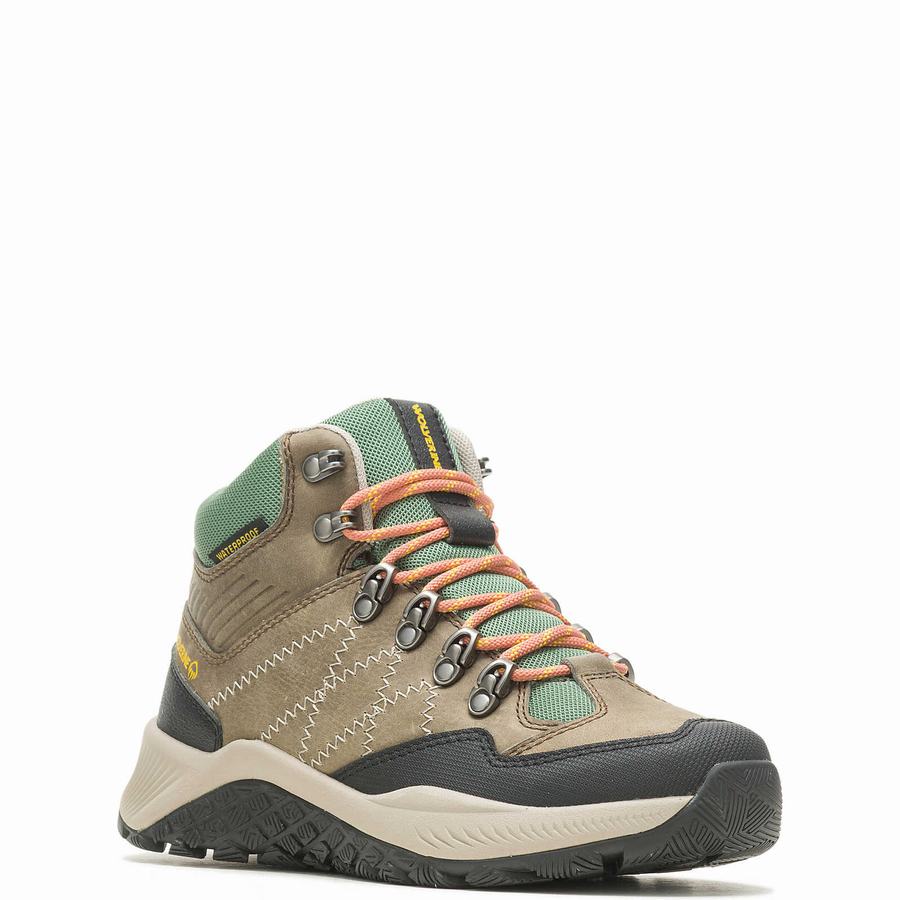 Grey Green Women Wolverine Luton Waterproof Hiking Boots | OGX1589NF