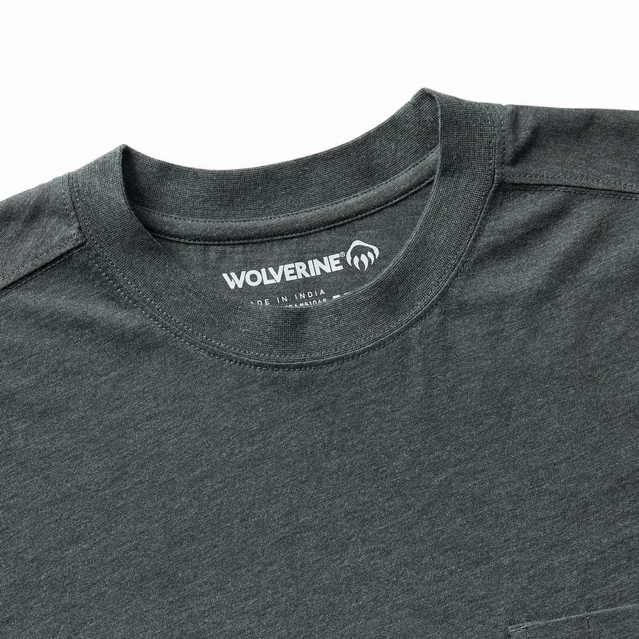 Grey Men Wolverine Classic Short Sleeve Pocket Tee T Shirts | NPK8310AN