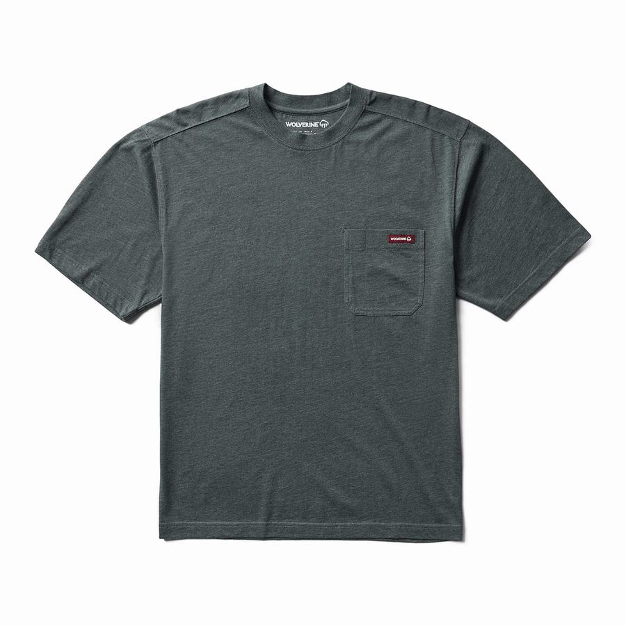 Grey Men Wolverine Classic Short Sleeve Pocket Tee T Shirts | NPK8310AN