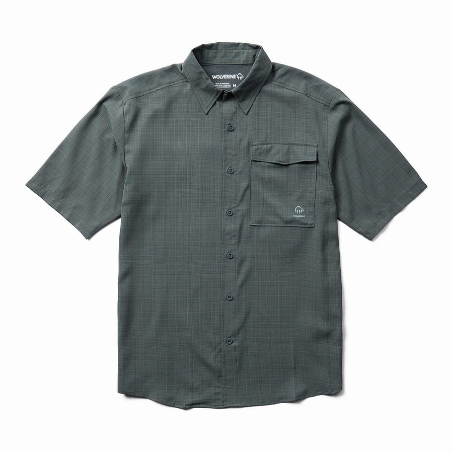 Grey Men Wolverine Driver Short Sleeve LW Shirts | SUA3536MN