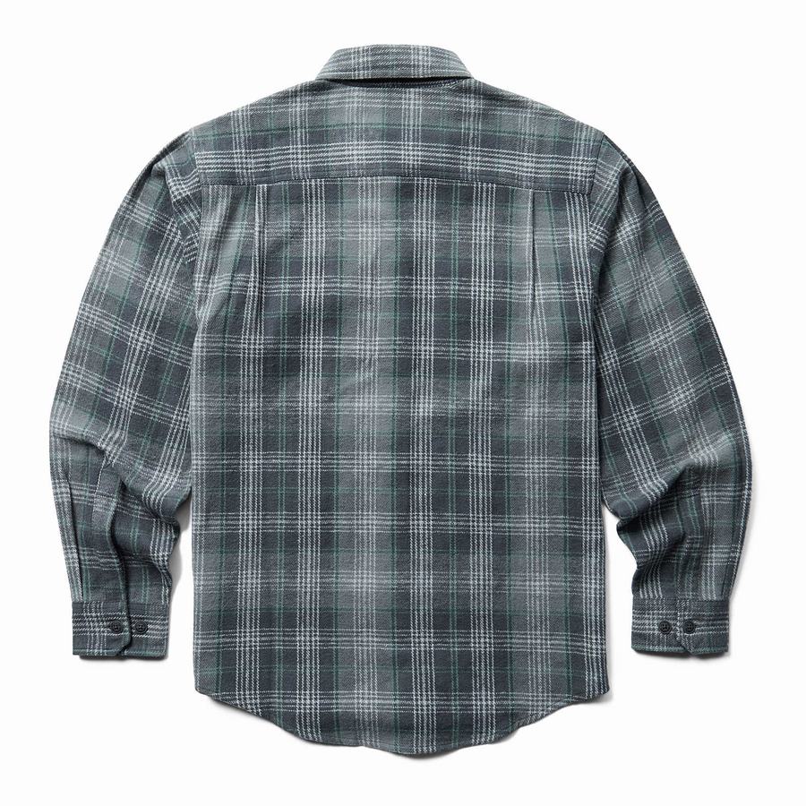 Grey Men Wolverine Glacier Heavyweight Long Sleeve Flannel Shirts | ADA719SI