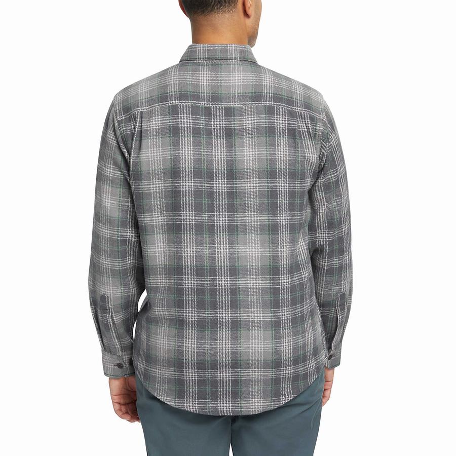 Grey Men Wolverine Glacier Heavyweight Long Sleeve Flannel Shirts | ADA719SI