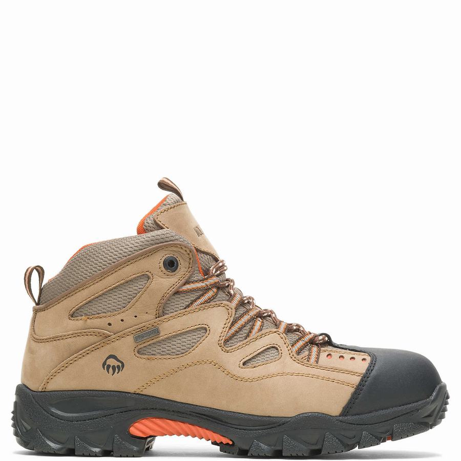 Light Brown Orange Men Wolverine Durant Waterproof Steel-Toe Work Boots | VWT512CI