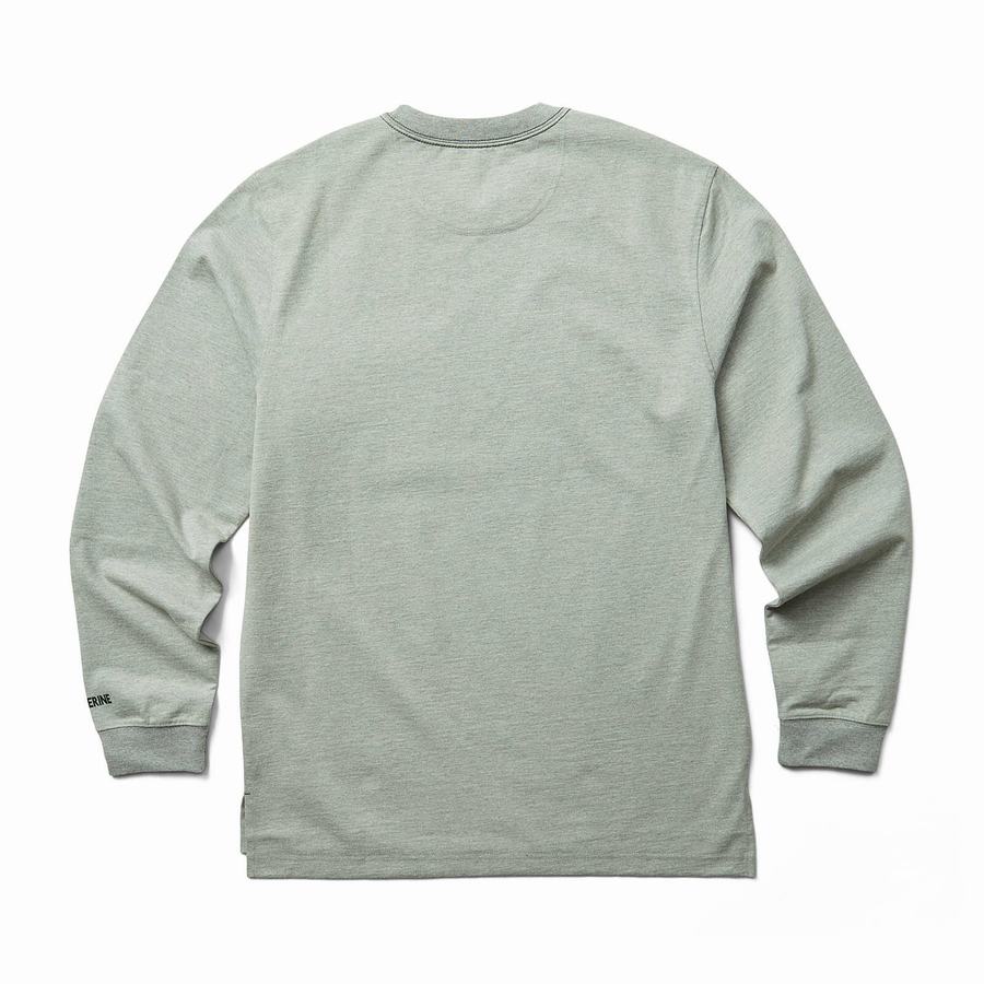 Light Grey Men Wolverine Guardian Cotton™ Long Sleeve Pocket Tee T Shirts | KJG7380SJ