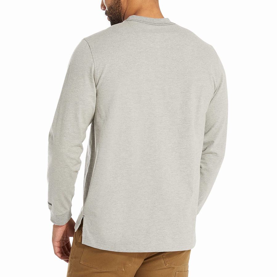 Light Grey Men Wolverine Guardian Cotton™ Long Sleeve Pocket Tee T Shirts | KJG7380SJ