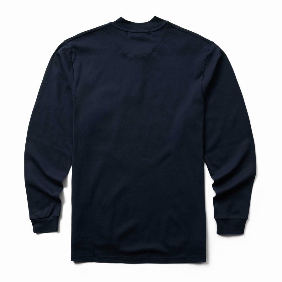 Navy Men Wolverine FR Long Sleeve Henley T Shirts | HOX4337RB