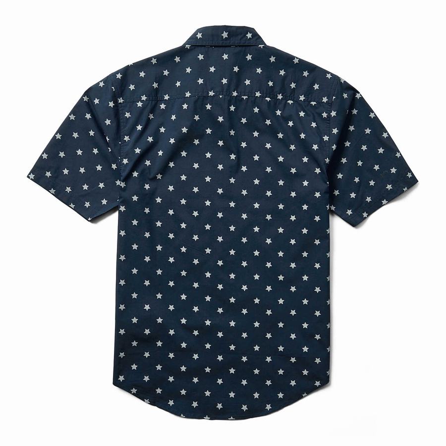 Navy Men Wolverine Fuse Short Sleeve Print Shirts | IKO4954GA