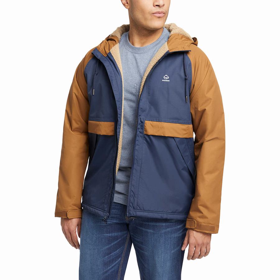 Navy Men Wolverine I-90 Sherpa Lined Rain Jackets | WOP3227XV