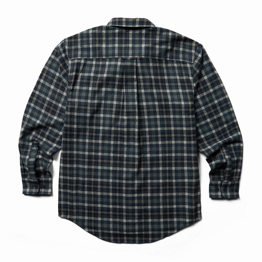 Navy Men Wolverine Rivet Flannel Shirts | LNZ9322XG