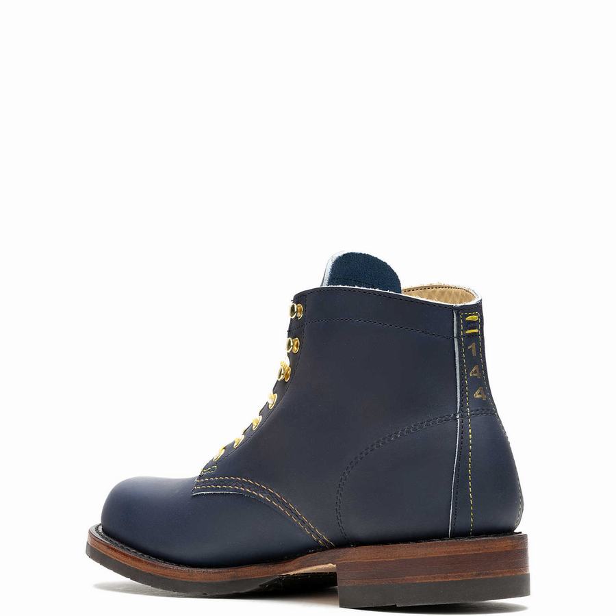 Navy Men Wolverine x University of Michigan Team #144 Commemorative 1000 Mile Work Boots | CPW2987SL