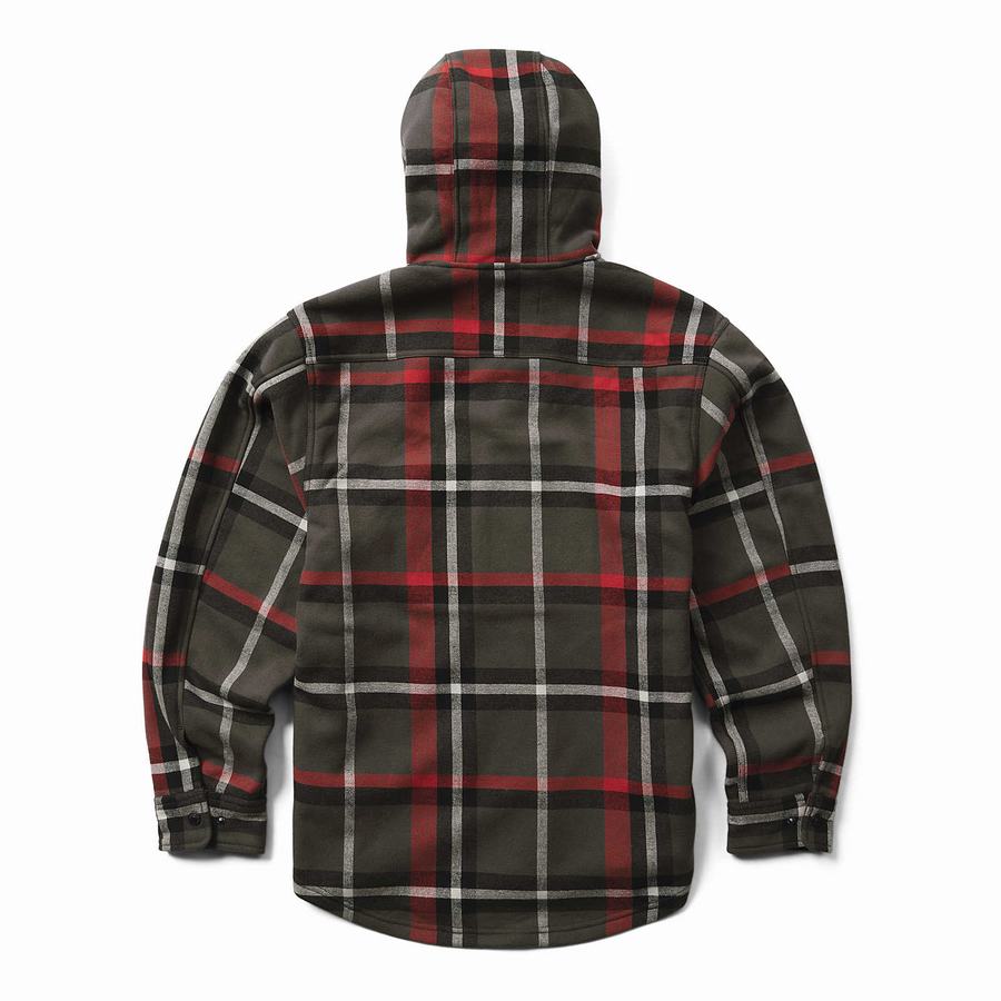 Red Men Wolverine Bucksaw Hooded Flannel Shirt Big & Tall Jackets | KEZ4485MC